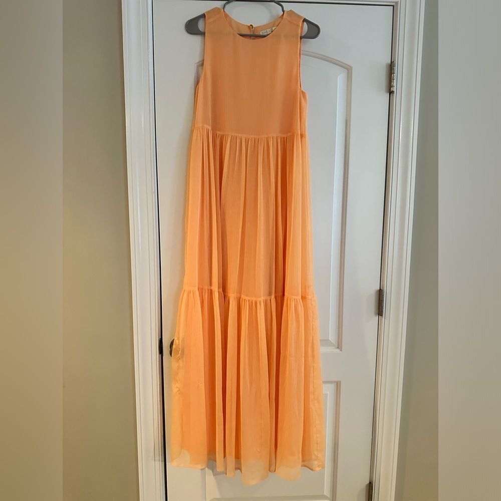 Marie Oliver orange lightweight maxi dress sz xs